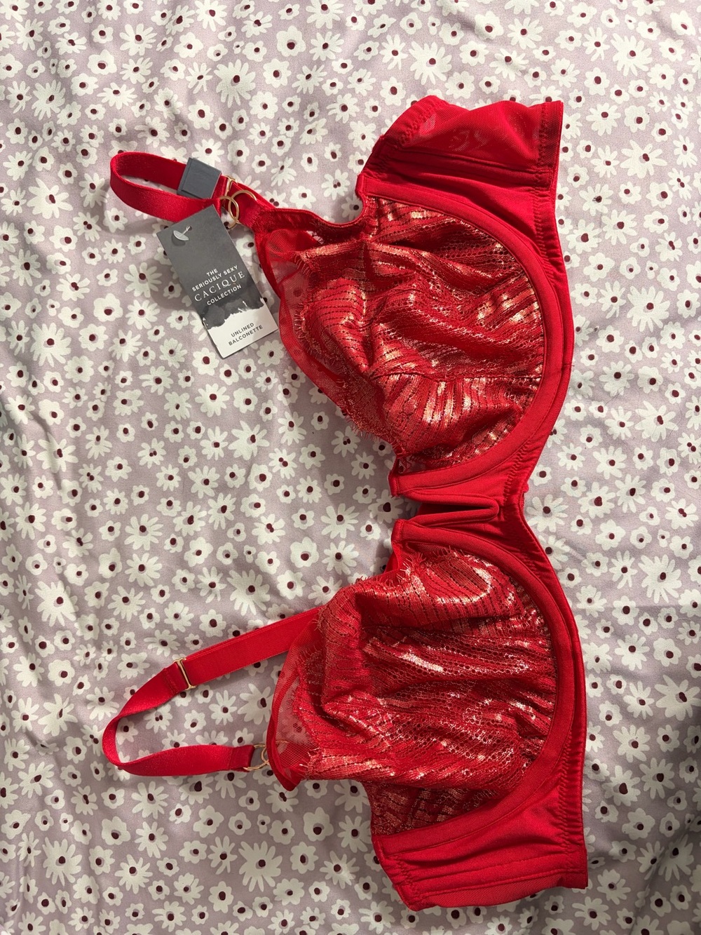The Seriously Sexy Cacique Collection Shiny Red Lace Underwire Bra